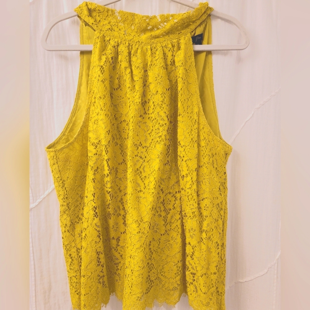 J Crew Chartreuse Lace Shirt